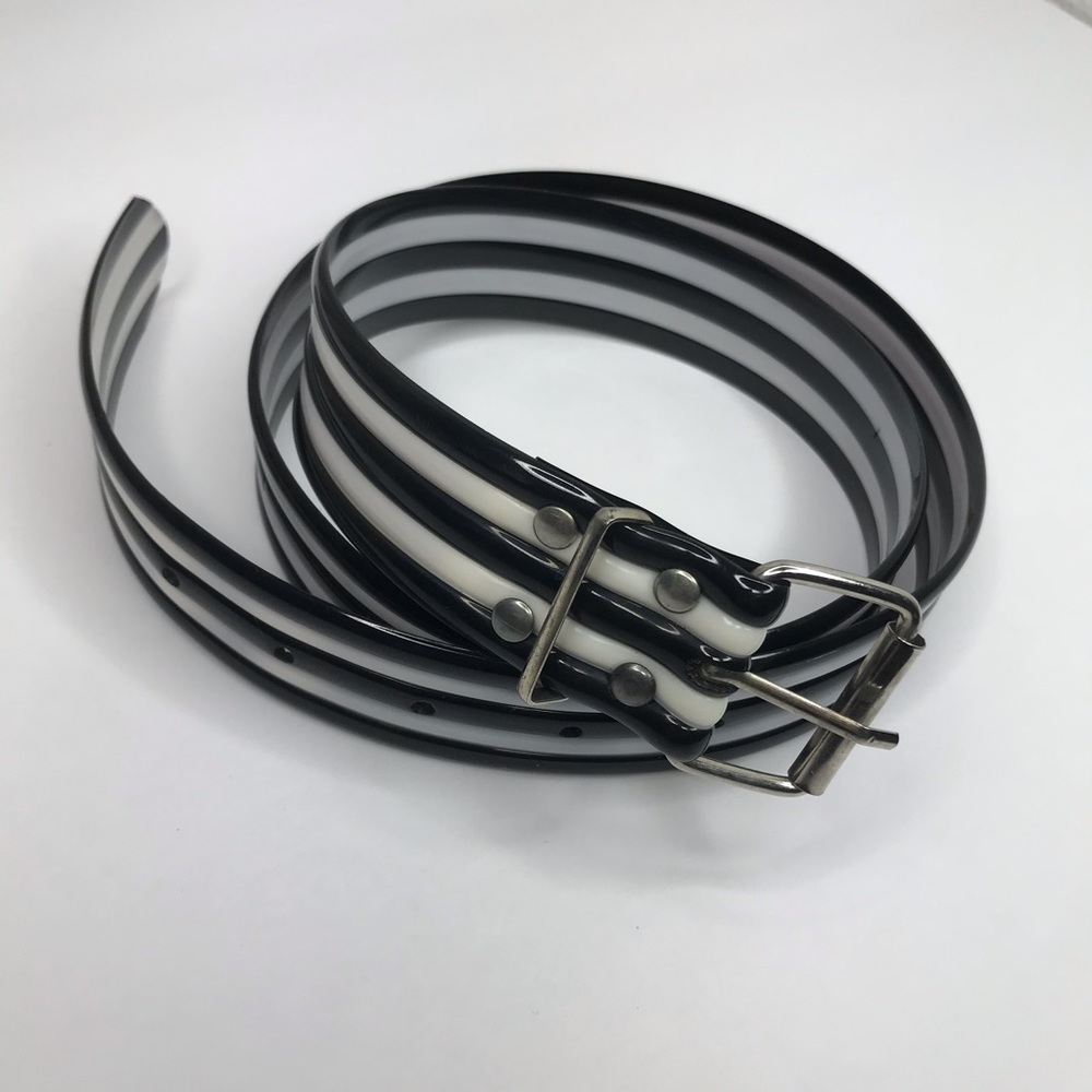 Y2k Jelly Thick Band Belt. Black & White Stripes